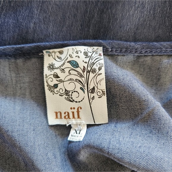 Naif women's dark chambray blue faux wrap dress size xl - Picture 10 of 11